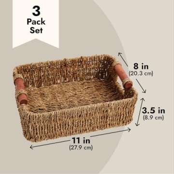 Stylish Set of 3 Wicker Baskets for Home Organization