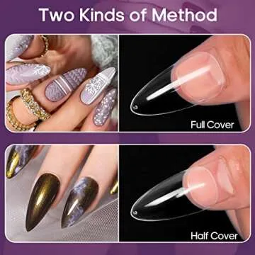 Almond Nail Tips Funfe 240PCS Clear Nail Tips Soft Gel Nail Tips Full Cover Nail Short Almond Nail 12 Sizes Artificial Pre-shape Stiletto False Nail Oval Design Press On Nails for Home DIY Nail Salon