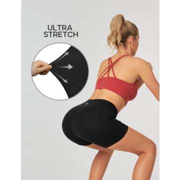 Heathyoga Biker Shorts with Tummy Control and Pockets