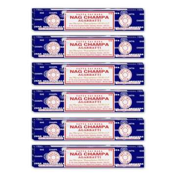 Set of 12 Hand-Rolled Satya Sai Baba Nag Champa Incense Sticks for Peace and Relaxation