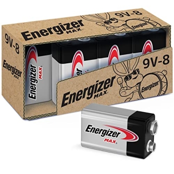 Energizer 9V MAX Batteries - Premium Alkaline Battery Pack with 8 Count