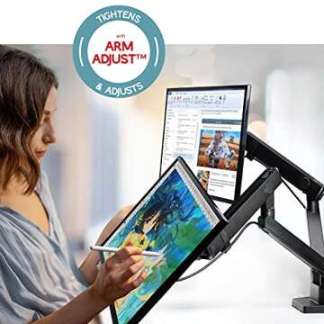 Dual Monitor Arm, Dual Monitor Mount, Dual Monitor Desk Mount up to 32 Inch Computer Screens, Dual M...