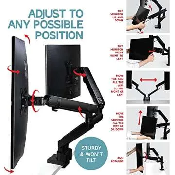 Dual Monitor Arm, Dual Monitor Mount, Dual Monitor Desk Mount up to 32 Inch Computer Screens, Dual Monitor Stand VESA Mount, Monitor Mount & Monitor Arms for 2 Monitors, Computer Monitor Arms in Black