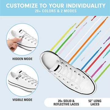 Xpand No Tie Shoelaces System with Elastic Laces - One Size Fits All Adult and Kids Shoes, White
