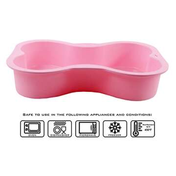 HINMAY Dog Birthday Cake Mold Silicone Bone Shape Cake Pan with Decorating Pen (Pink)