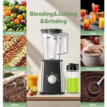 PSIIDAN Smoothie Blender, Personal Blenders for Smoothies and Shakes, Smoothies Maker and Coffee Grinder with 2 To-Go Cups, Countertop Blender for Kitchen, BPA Free