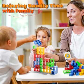 GINROGD 48 Pcs Tetra Tower Stacking Game Balance Blocks, Tetris Board Game Stack Attack, Kids & Adults Team Building Blocks Toy. Gift Friends,Classrooms,Family Games and Travel Parties Toy.