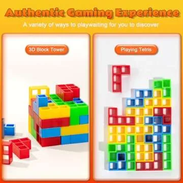 GINROGD 48 Pcs Tetra Tower Stacking Game Balance Blocks, Tetris Board Game Stack Attack, Kids & Adults Team Building Blocks Toy. Gift Friends,Classrooms,Family Games and Travel Parties Toy.