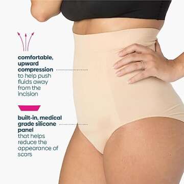 UpSpring C-Panty C-Section Recovery Underwear with Silicone Panel for Incision Care Nude