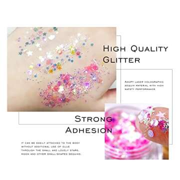 Ownest 12 Colors Holographic Chunky Glitter Gel Set, Christmas Party Makeup Face Body Eye Lips Hair ...