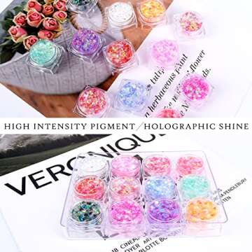 Ownest 12 Colors Holographic Chunky Glitter Gel Set, Christmas Party Makeup Face Body Eye Lips Hair Nail Cosmetic Festival Chunky Glitter Eyeshadow, Mixable, No Need Glue