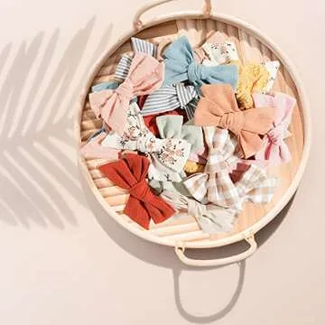 Niceye 24 Baby Hair Clips Set - Handmade Bow Accessories