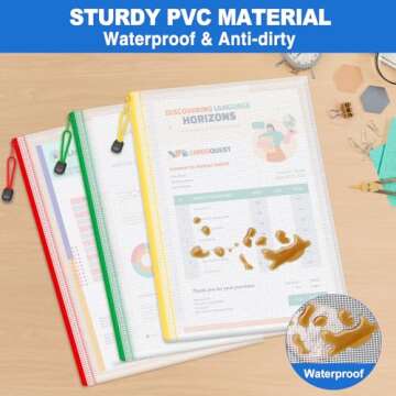 40 Pack Mesh Zipper Pouch Bags, A4 Mesh Bags with Zipper in 8 Color, Waterproof Zip File Folder Pouch for Organization Storage, Letter Size Zipper Bag for Classroom/Home/Office