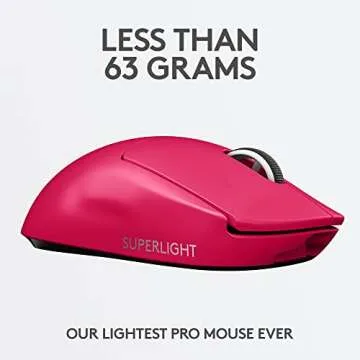 Logitech G PRO X SUPERLIGHT Wireless Gaming Mouse, Ultra-Lightweight, HERO 25K Sensor, 25,600 DPI, 5 Programmable Buttons, Long Battery Life, Compatible with PC / Mac - Magenta