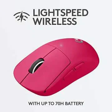 Logitech G PRO X SUPERLIGHT Wireless Gaming Mouse, Ultra-Lightweight, HERO 25K Sensor, 25,600 DPI, 5 Programmable Buttons, Long Battery Life, Compatible with PC / Mac - Magenta
