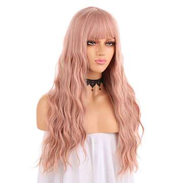 eNilecor Orange Pink 27" Curly Wig for Women