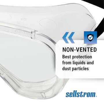 Sellstrom Anti Fog Non-Vented Safety Goggles - Clear Body Clear Lens – Protects from Chemical Splash, Dust, Smoke