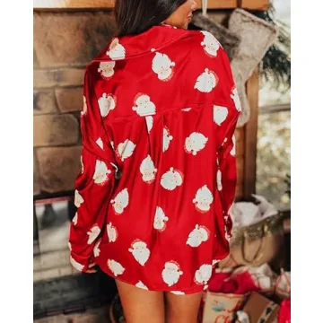 Cozy Women Christmas Pajamas Set Santa Claus Sleepwear