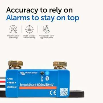 Victron Energy SmartShunt IP65 Battery Monitor (Bluetooth) - Victron Smart Shunt - 6.5V-70V, 500 amp