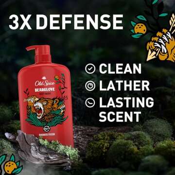 Old Spice Body Wash for Men, 3X Defense, 24/7 Shower Fresh with Long Lasting Lather, Bearglove Scent...
