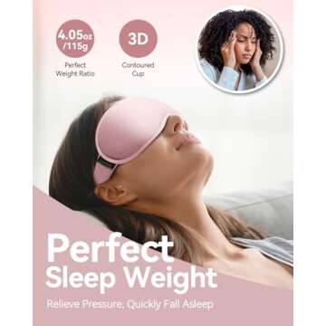 Sleep Mask for Women Men - 3D Contoured Cup, Weighted Sleep Mask, Light Blocking, FACEMOON Eye Mask for Sleeping, Soft Memory Foam, Night Shift Nurse, Travel, and Long Flight Essentials(Pink)