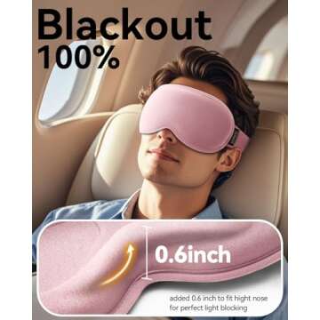 Sleep Mask for Women Men - 3D Contoured Cup, Weighted Sleep Mask, Light Blocking, FACEMOON Eye Mask for Sleeping, Soft Memory Foam, Night Shift Nurse, Travel, and Long Flight Essentials(Pink)