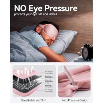 Sleep Mask for Women Men - 3D Contoured Cup, Weighted Sleep Mask, Light Blocking, FACEMOON Eye Mask for Sleeping, Soft Memory Foam, Night Shift Nurse, Travel, and Long Flight Essentials(Pink)