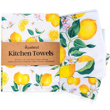 Vibrant KOALAND Lemon Tea Towels, Set of 3 Stylish Dish Towels