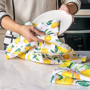 Vibrant KOALAND Lemon Tea Towels, Set of 3 Stylish Dish Towels
