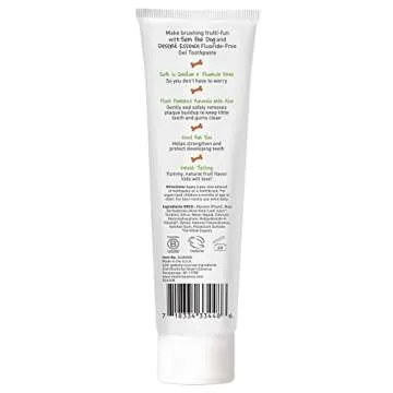 Desert Essence Fluoride-Free Toothpaste Gel for Kids - Tutti Frutti Flavor - Safe for Toddlers and Babies - Gluten-Free, SLS-Free, Non-Fluoride - Safe to Swallow with Xylitol and Aloe, 4.7oz