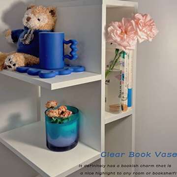RIKW Clear Book Vase for Flowers,Artistic and Cultural Flavor Book Flower Vase Clear,Cute Bookshelf ...