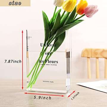 RIKW Clear Book Vase for Flowers,Artistic and Cultural Flavor Book Flower Vase Clear,Cute Bookshelf Decor for Floral Arrangement & Home Decor (White)
