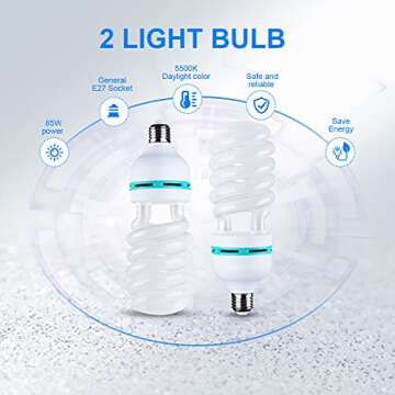 2PCS Portable Softbox Photography Lighting Kit Continuous Light System 85W Video Lighting Bulbs Photography Photo Studio Equipment for Filming Model Portraits Advertising Shooting (A)