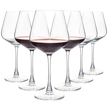YARYOUNG Set of 6 Burgundy Wine Glasses, 20 oz Elegant Stemware for Wine Lovers