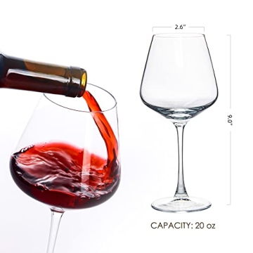 YARYOUNG Burgundy Wine Glasses Set of 6, Elegant 20 oz