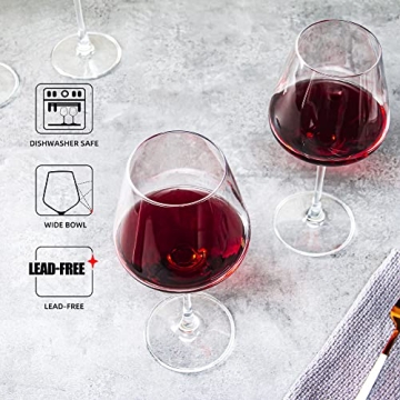 YARYOUNG Burgundy Wine Glasses Set of 6, Elegant 20 oz