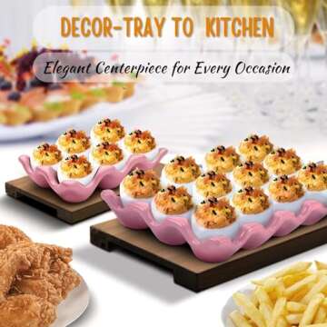 Flexzion 12 + 6 Cups Ceramic Egg Holder for Fridge - 18 Porcelain Egg Tray Container Keeper Storage ...