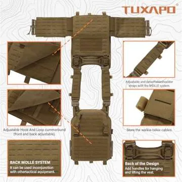 Tuxapo Tactical Molle Vest Lightweight Adjustable for Men