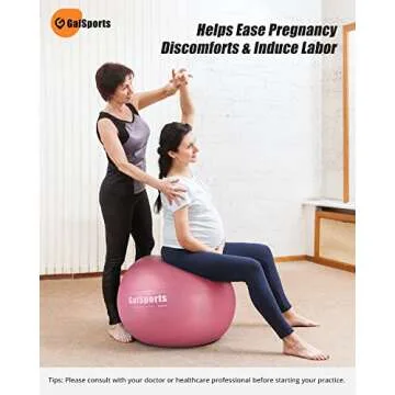 GalSports Pregnancy Ball - Birthing Ball for Workout Yoga Stability, Pregnancy Safety Anti-Burst Materials for Maternity, Labor Exercise Ball with Quick Pump