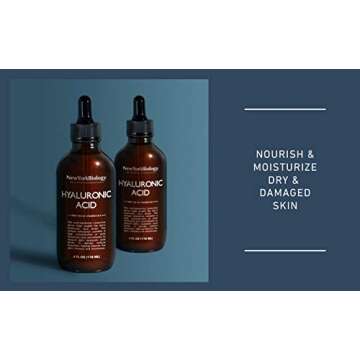 New York Biology Hyaluronic Acid Serum for Face with Vitamins C and E - Professional Strength Hydrating Serum for Dry Uneven Skin - 4 Fl oz