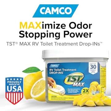 Camco TST MAX Camper/RV Toilet Treatment Drop-INs - Control Unwanted Odors & Break Down Waste and Ti...
