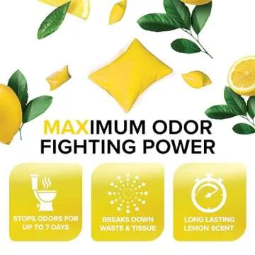 Camco TST MAX Camper/RV Toilet Treatment Drop-INs - Control Unwanted Odors & Break Down Waste and Tissue - Safe Septic Tank Treatment - Lemon Scent, 30-Pack (41577)