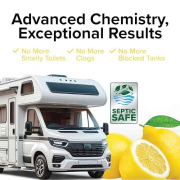 Camco TST MAX Camper/RV Toilet Treatment Drop-INs - Control Unwanted Odors & Break Down Waste and Tissue - Safe Septic Tank Treatment - Lemon Scent, 30-Pack (41577)