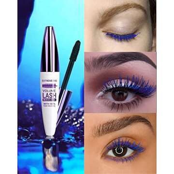 5D Colored Mascara Volume and Length-2Pcs Blue Purple Waterproof Smudge-proof Tubing Mascara for Eyelashes, Best Volumizing Lengthening Curling Mascara, Cosplay Party Stage Use,for Women Makeup Gift