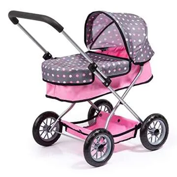 Bayer Smarty Modern Doll's Pram Set with Travel Bed for 18" Dolls - Includes Blanket, Pillow, Table Seat, Feeding Set & More