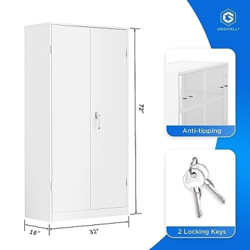 Greenvelly Metal Storage Cabinet - Durable & Secure 72"