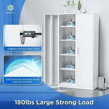 Greenvelly Metal Storage Cabinet - Durable & Secure 72"