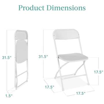 Best Choice Products Set of 10 Plastic Folding Chairs, Portable Stacking Indoor Outdoor Seating for Home, Yard, Garden, Parties, Events w/Non-Slip Feet, 350lb Weight Capacity - White
