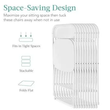Best Choice Products Set of 10 Plastic Folding Chairs, Portable Stacking Indoor Outdoor Seating for Home, Yard, Garden, Parties, Events w/Non-Slip Feet, 350lb Weight Capacity - White