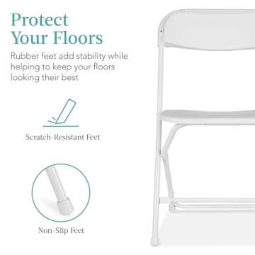 Best Choice Products Set of 10 Plastic Folding Chairs, Portable Stacking Indoor Outdoor Seating for Home, Yard, Garden, Parties, Events w/Non-Slip Feet, 350lb Weight Capacity - White
